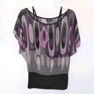 Celly K. Women's Fashion Mesh Design Top with Tank Top Attached